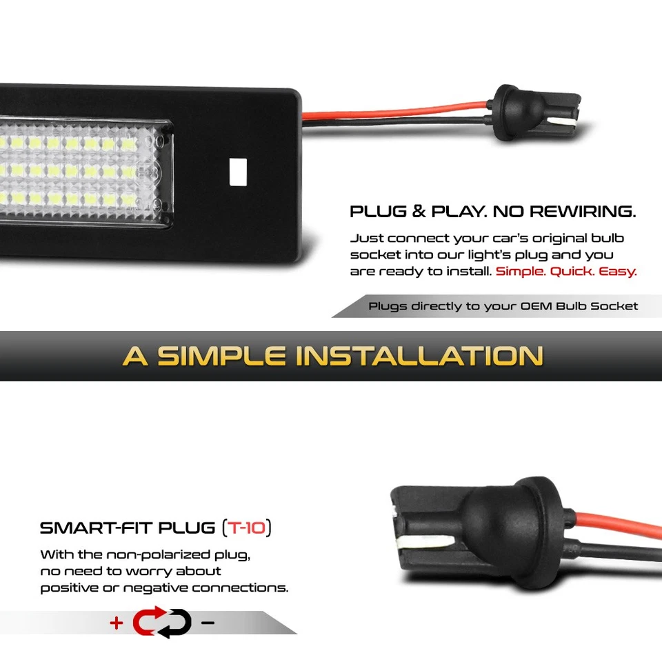 [ERROR-FREE] BMW E63 F12 X2 Z4 I3 Full LED License Plate Light Lamp Mini Clubman Foto 4 de 4