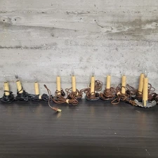 Lot of 10 Colonial Tin Electric Candles, Windowsill Gray Crimped Metal 2 Sizes!