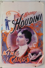 Houdini  The King of Cards Vintage Style Magic Poster  20"x30" NOS (B456)
