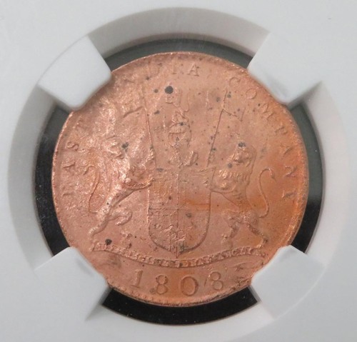1808 India 10 Cash Madras * Sea Salvaged * NGC Graded UNC Details - Picture 2 of 6