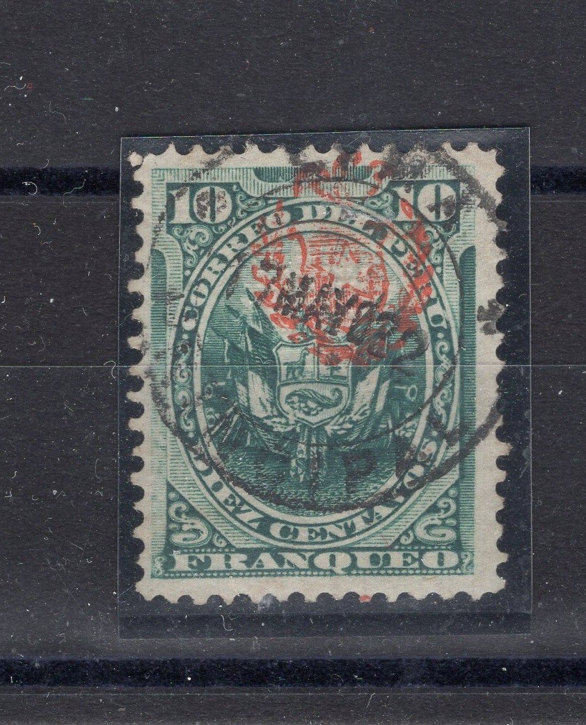 Chile Peru Pacific War chilean shield overp. 10c LIMA PRINCIPAL may. 7 1882