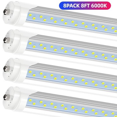 8FT FA8 LED Tube Light T8 T12 Single Pin 6000K Daylight Shop Light Bulb 8PACK