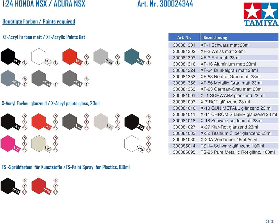 Tamiya 24344 1/24 Honda NSX Plastic Model Kit - Bild 4 von 4