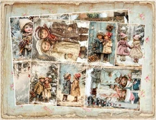 Decoupage Rice Paper 2 - A4 Vintage Country Christmas Children