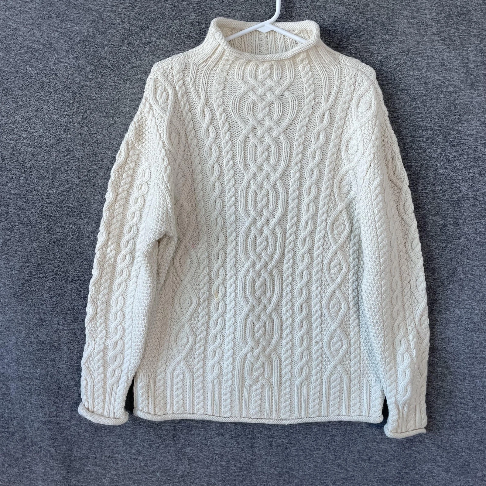 Aran Crafts Sweater Mens Large White Merino Wool Mock Neck Cable Knit Ireland
Opens in a new window
