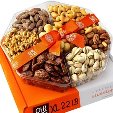 Oh! Nuts 7 Variety Nuts Gift Basket - Healthy Food Assorted Nuts Gifts Baskets