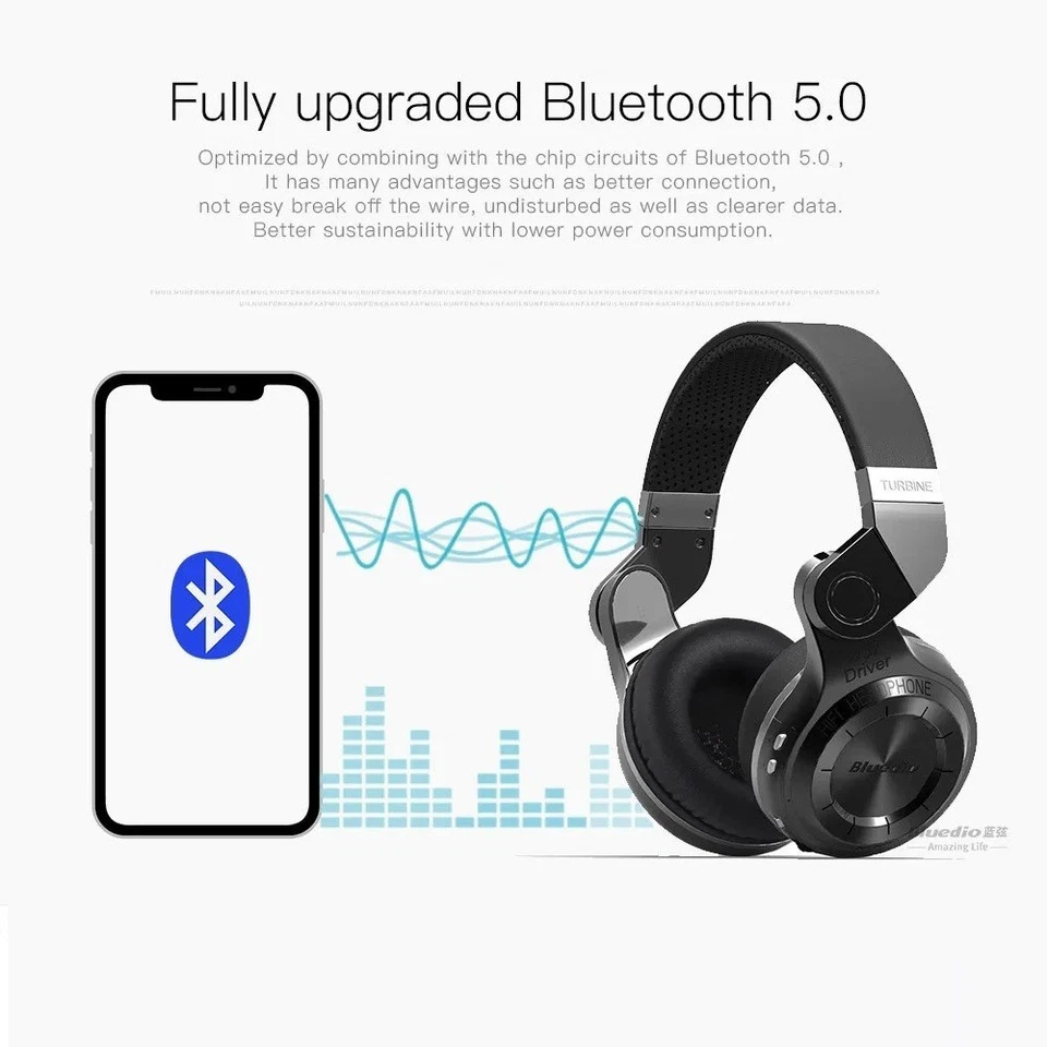 Bluedio T2+ Bluetooth Headphone Wireless Headset Foldable Sport HIFI Earphone - Image 4 of 4