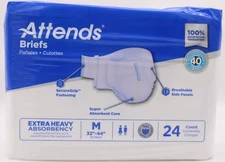 Attends Briefs Medium 24 Count Extra Heavy Absorbency Adult Diapers Incontinence