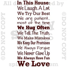 IN THIS HOUSE FAMILY WE DO LOVE FUN REAL V4 Quote Vinyl Wall Decal Decor Sticker