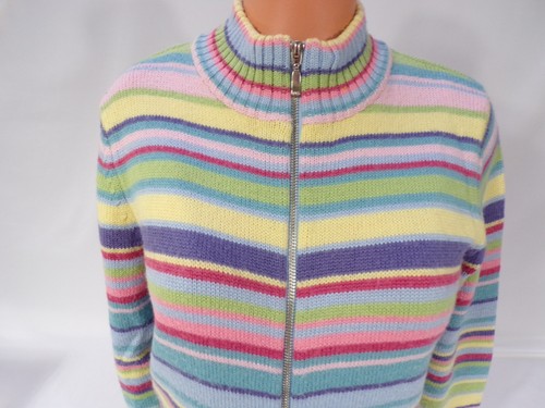 Vintage Field Gear Cardigan Sweater & Matching Scarf Women Small Pastels Zip B25 - Picture 3 of 11