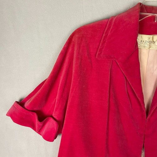 Vintage Razook's Women's Velvet Feel Pink Jacket Check Measurements Pockets - Picture 4 of 18