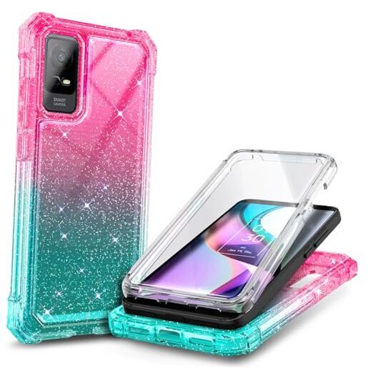NZND Designed for TCL ION X Case, TCL ION V with [Built-in Glitter Pink/Aqua