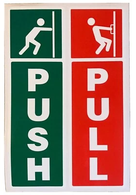 NAMBAWAN PULL PUSH Green Red Door Vinyl Stickers Shop Window Salon Cafe Restaurant S2090