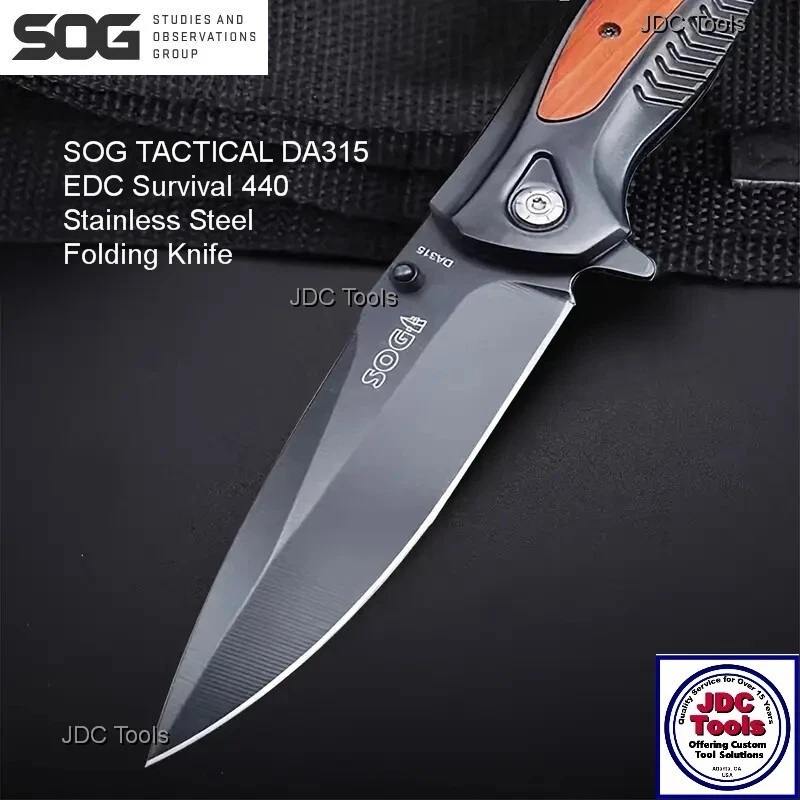 SOG Outdoor Folding Fishing Camping Handy Black Spring Assist Pocket Knife NEW!! - Image 2 of 4