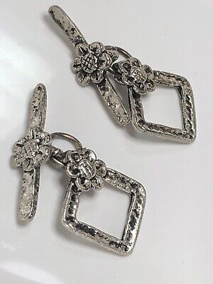 TWO Antiqued Silver Finished Pewter ANGEL with 23x21mm Heart Toggle Clasps * 2 