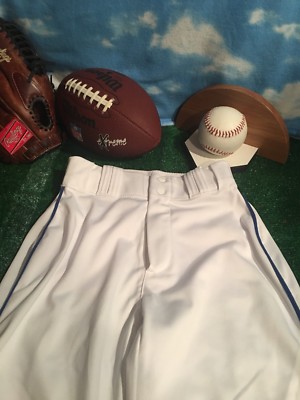 Alleson  Baseball Pant White Blue Stripe  Adult Medium open bottom #3