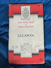 OS Ordnance Survey One Inch Cloth Map, of Ullapool,  Sheet 20,  1958