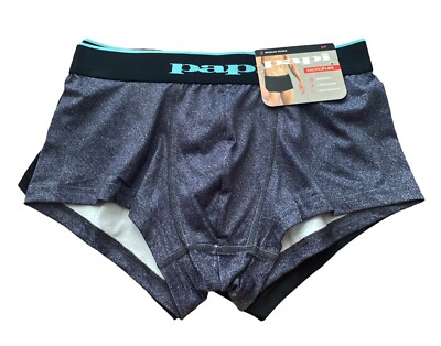 Papi Men's Nwt UMPA026 2 Pack Gray Black Microflex Brazilian Trunk Underwear S