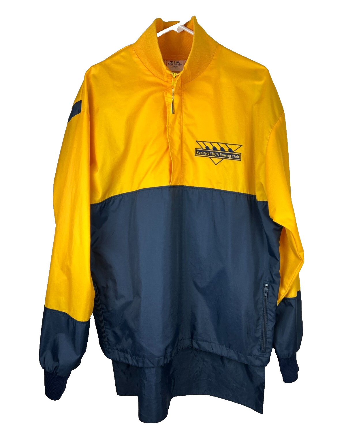 FILA Giacca da canottaggio sportiva da cucire Rockford Crew vintage blu oro taglia XL made in USA