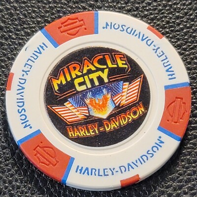 MIRACLE CITY HD ~ FLORIDA (White/Red/Blue Full Color) Harley Davidson Poker Chip