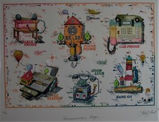 Leslie G. HUNT (*1954) color etching - communication's design - 145/150 signed