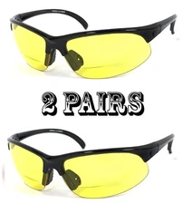 Bifocal Vision Reader Reading Glasses Sunglasses Smoke, Yellow or Amber Lens