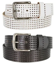 Perforated Belt 100% Genuine Leather Casual Men's Golf Belt 1-1/2" Wide