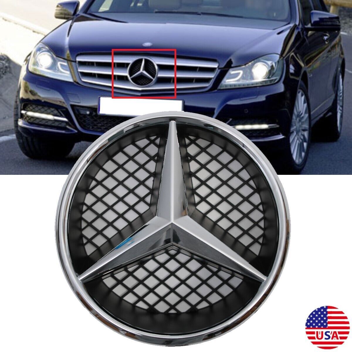 Fit For Mercedes-Benz 2008-13 Front Grill Star Emblem Chrome Badge W204 New