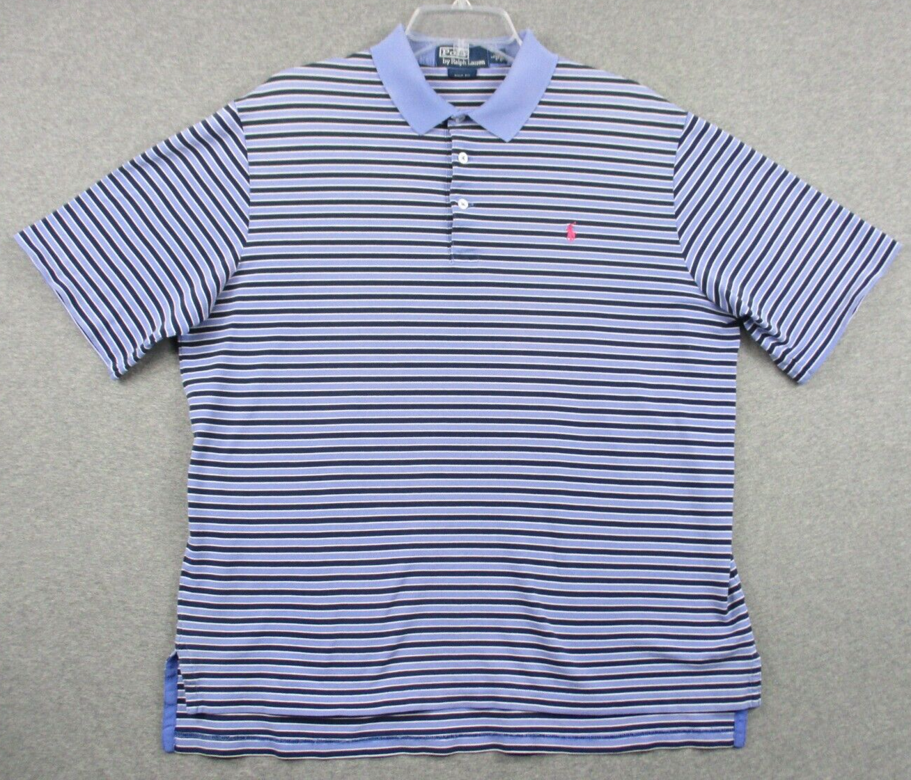 Polo Ralph Lauren camicia grande uomo golf fit blu righe pony
