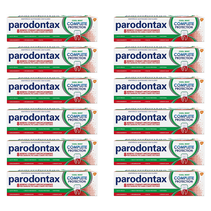 12pz Dentifricio Parodontax Complete Protection Cool Mint cura dei denti 75ml