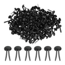 100 Pcs Paper Brass Fasteners Split Pins Pastel Mini, Black, 6 x 12 mm