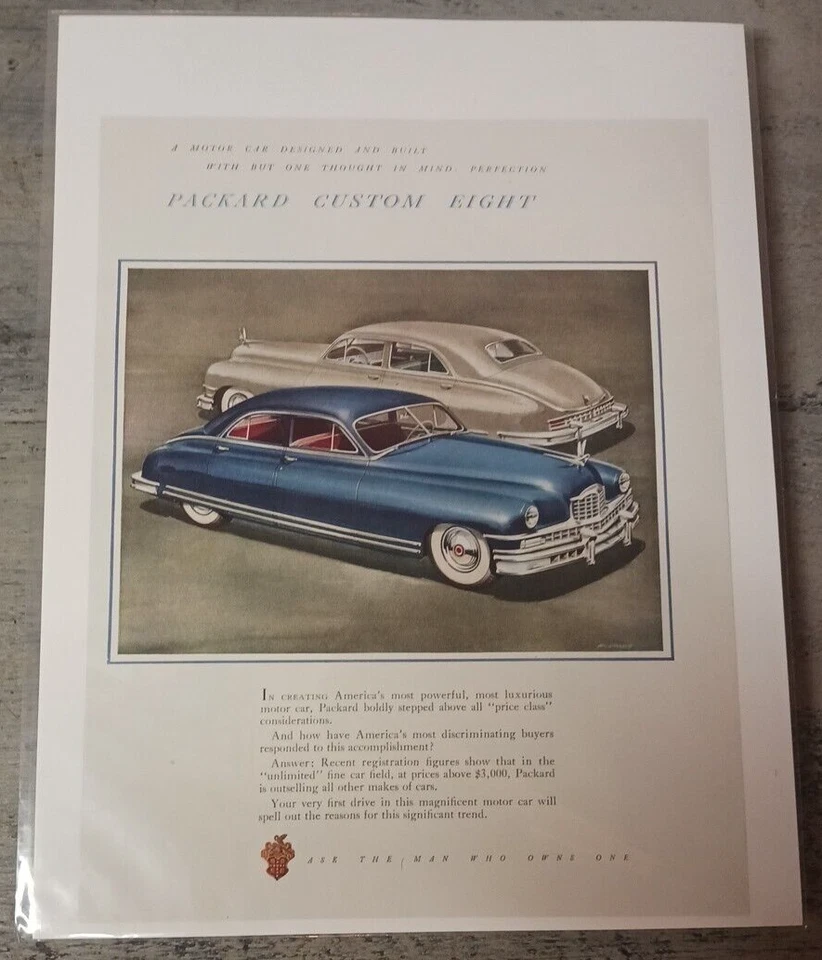 1940's Custom Eight Packard Auto 12.5"x9.5" Print Ad & General Tire 6.5"x 10"Ad - Image 4 of 4