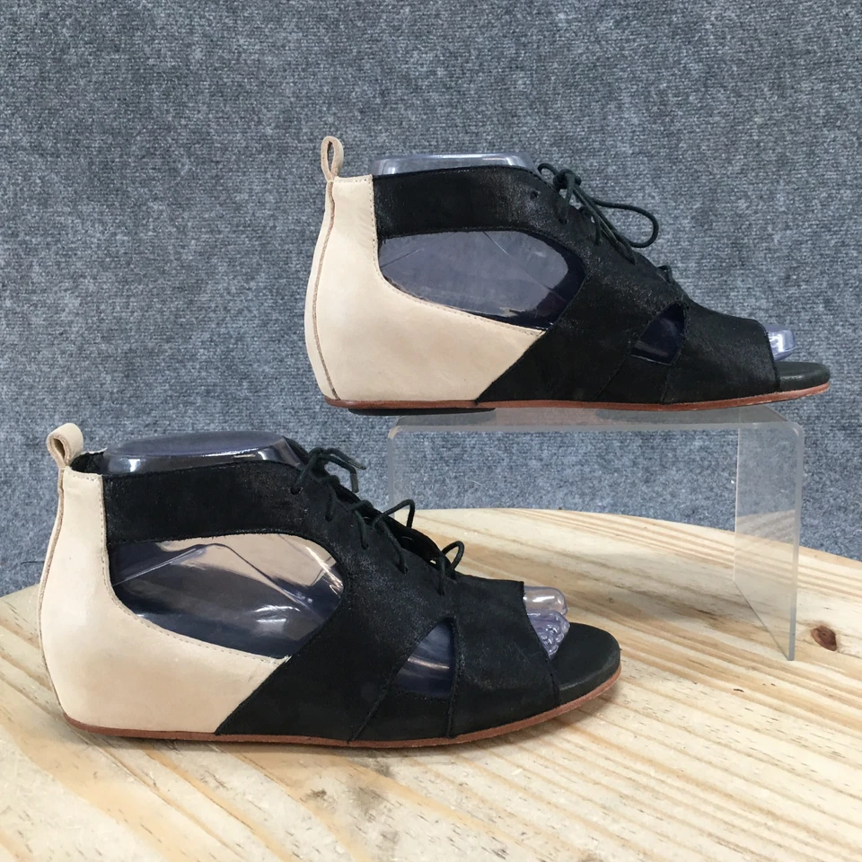 Gentle Souls Sandals Womens 7 M Gladiator Black Leather Lace Up Casual Low Top - Image 2 of 4