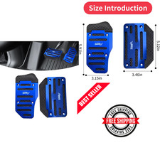 1 Pack 2 Blue Non-slip Car Pedal Pad Kit Premium Aluminum Alloy Brake Pedals