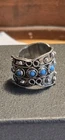 Vintage Sterling Silver Ornate Turquoise Large Cuff Ring Turquoise