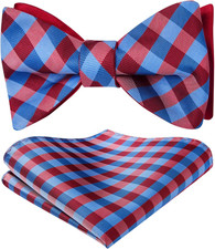 Bow Ties for Men Self-Tie Plaid Checked Bowties and Pocket Square Set Stripe For