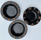 3 - Frankoma Pottery Oklahoma USA Cattle Brands Longhorn Black Soup Bowls 7.75"