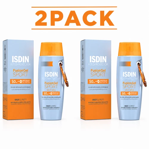 2x ISDIN Fotoprotector FUSION GEL SPORT Sunscreen Gel SPF 50, 100ml / 3.38 fl.oz