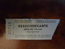 talon billet - Innsbruck Autriche parc olympique d'hiver site de bobsleigh 1987