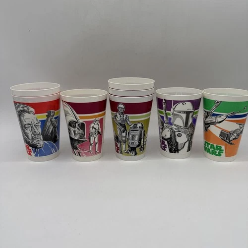 Star Wars Plastic Tumbler Cups Coca-Cola 1979 Vintage Set of 5 - Vader, etc.