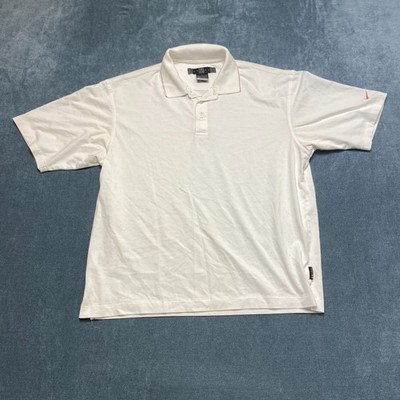 VTG Nike Golf Polo Shirt Men Medium White Short Sleeve Side Slit Performance