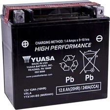 Yuasa YTX14H-BS High Performance AGM Maintenance-Free Battery ATV Motorcycle