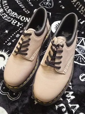 DR. MARTENS QUAD PEACH PINK SMOOTH LEATHER PLATFORM SHOES US WOMEN 8