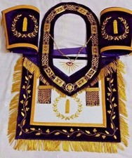 Masonic Grand Lodge Junior Warden Apron With Cuffs And Chain Collar Purple
