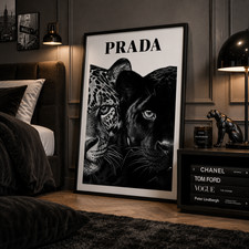 Luxury Panther Wall Art, Black and White Animal Print, Modern Statement Poster,