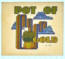 Original VINTAGE 1970s Heat Transfer | Pot of Gold Rainbow Glitter Clouds