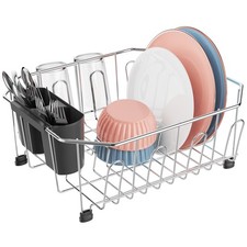 iSPECLE Small Dish Drainer for Kitchen Sink - Compact Stainless S, Silver 