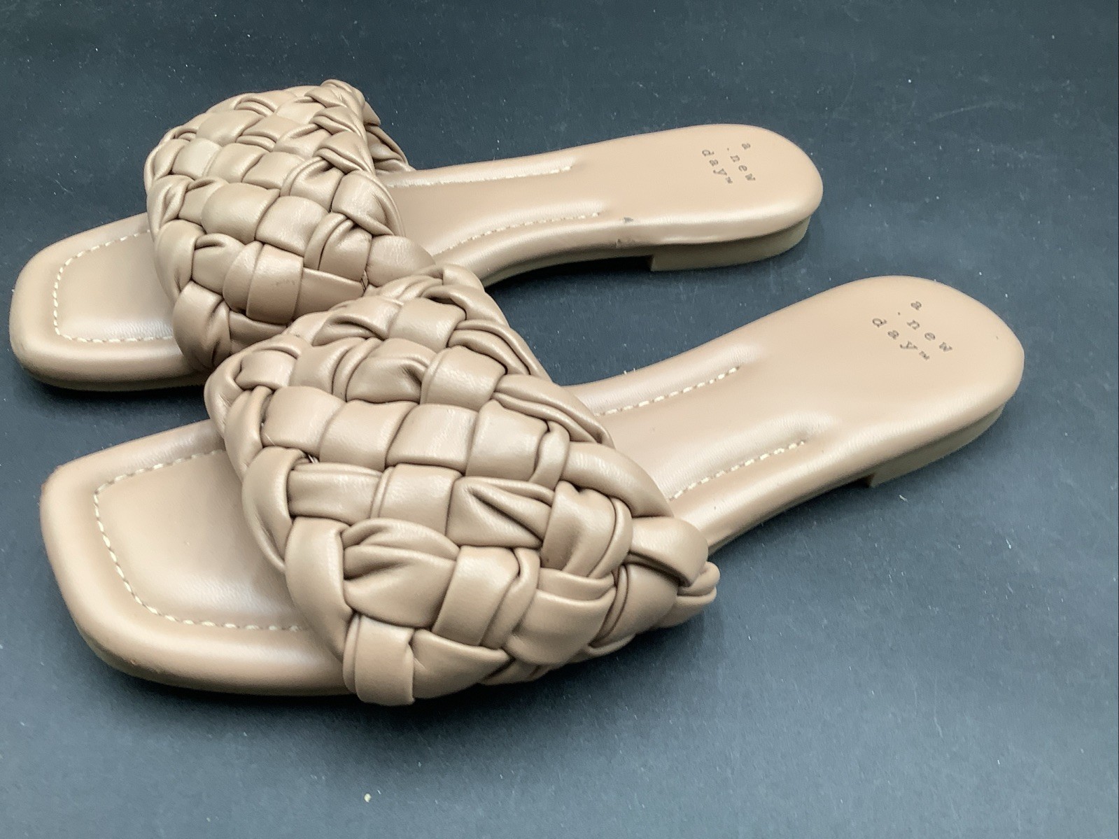 A New Day Women’s Beige Slip-On Sandals Size 8 Comfortable Casual Shoes