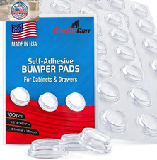 Pack of 100 Cabinet Door Bumpers - 1/2 Diameter Clear Adhesive Pads for Drawers