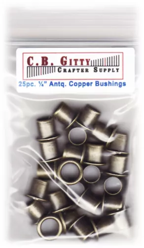 25pc. Antique Brass 1/4" Vintage-Style Guitar Tuner Bushings/Ferrules 